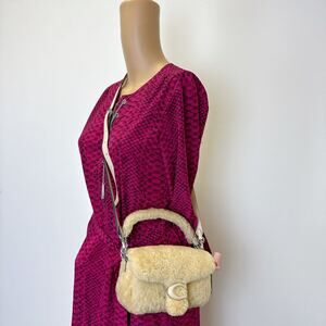 Coach CC444 Pillow Tabby Shoulder Bag 18 In Shearling IN CREAM